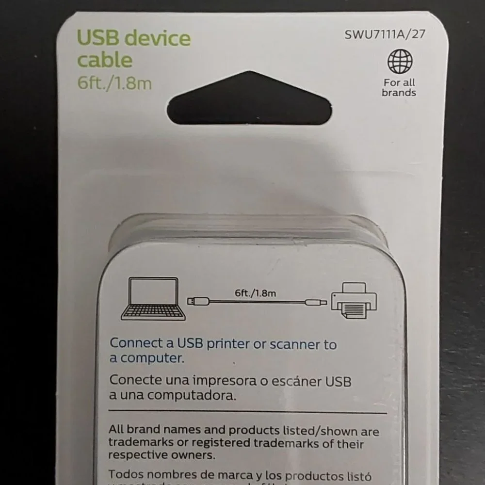 Philips USB 2.0 Device Cable - 6ft